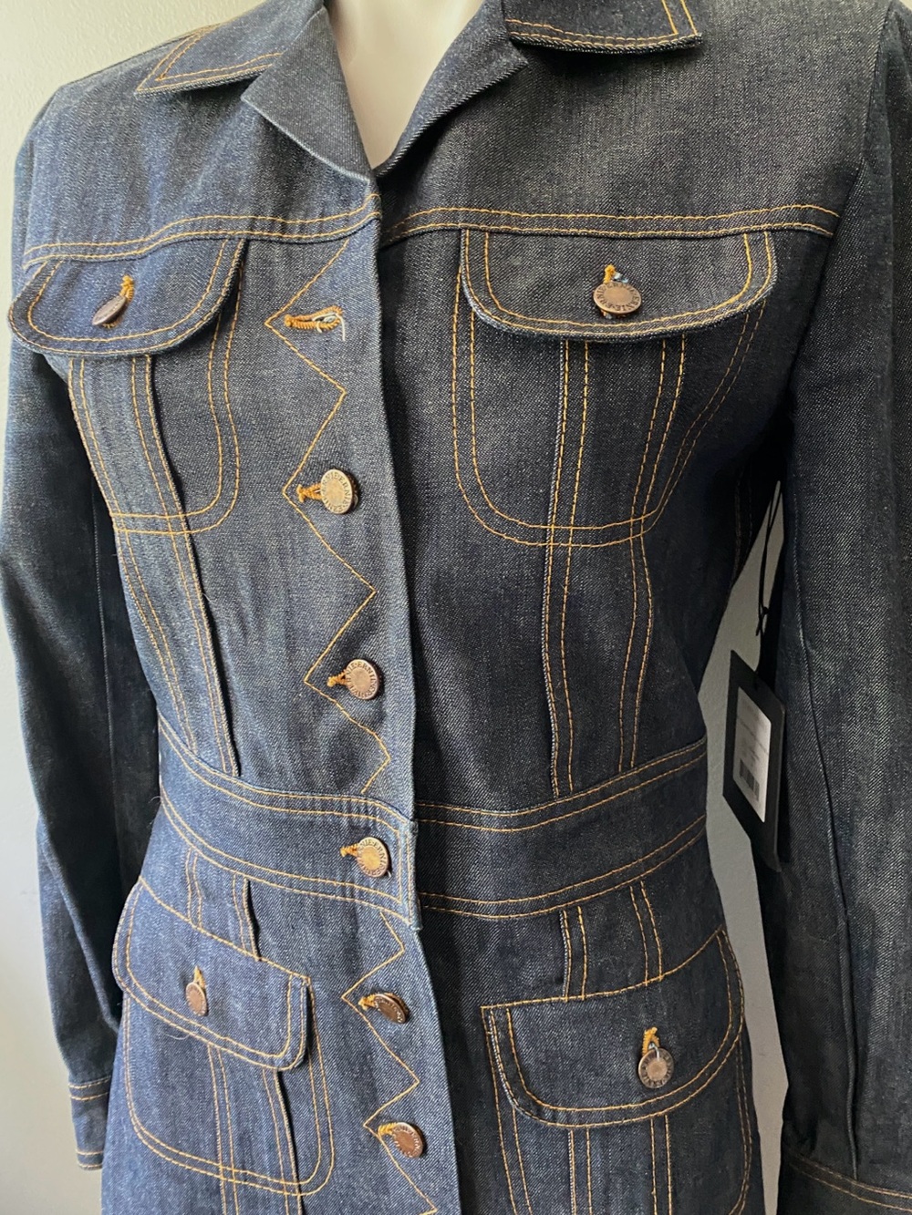 NWT OMO Norma Kamali Dark Denim Dress (or duster jacket). Size 4. - Picture 4 of 7
